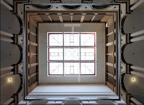 Blick zur Dachverglasung Lichthof Hauptgebäude