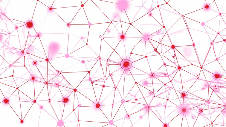 Ein Netzwerk in den Farben Rot und Rosa