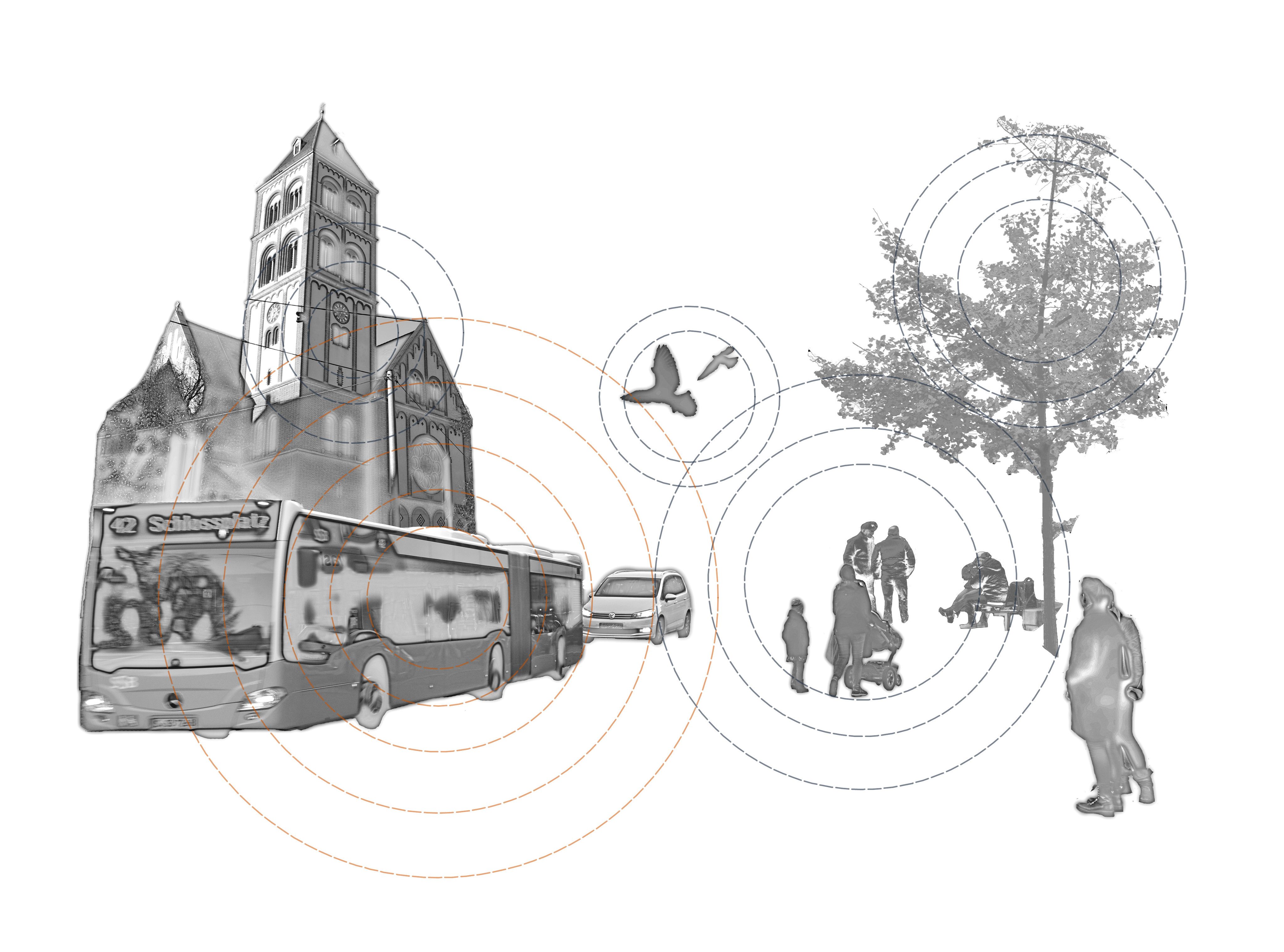 Collage der Umgebung der Master-Thesis Stadtklänge
