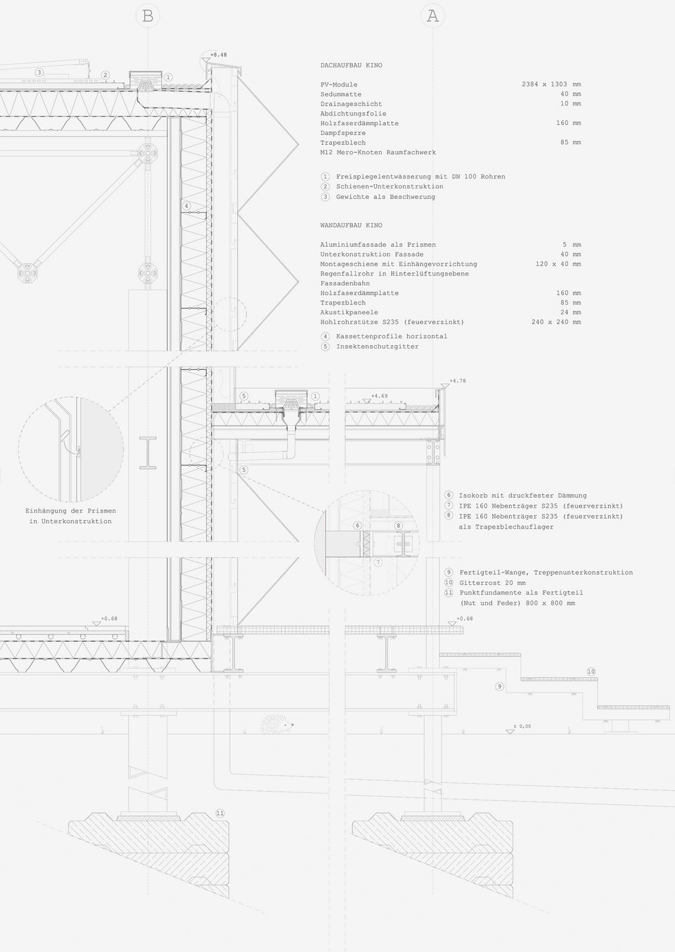 Modell Zoom Detail Fassade der Studienarbeit Ein Wanderkino als pulsierender Treffpunkt