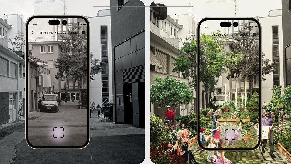 Visualisation of leftover urban space before and after an intervention