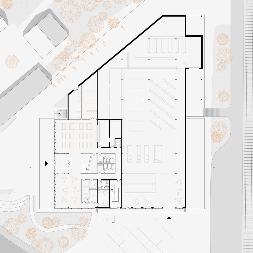 Grundriss EG der Studienarbeit Fasanerie – Roots & Routes