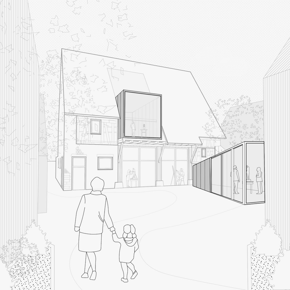 Zeichnung eines Exponats der Ausstellung