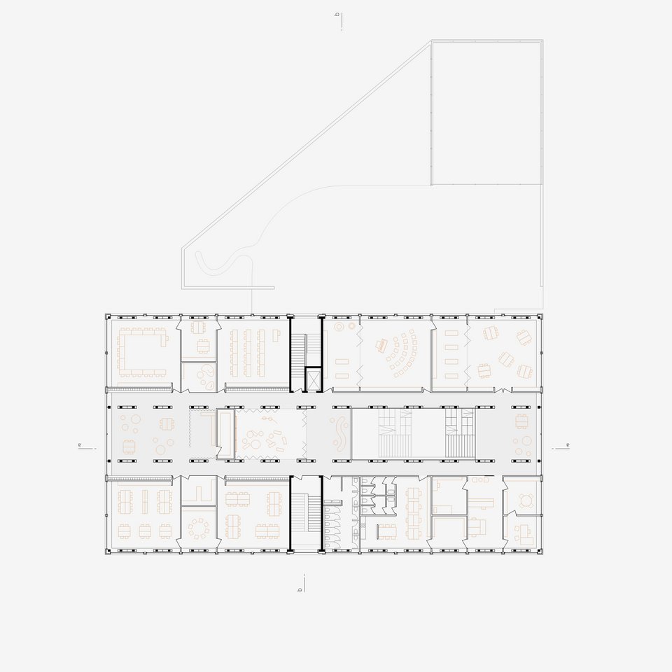 Grundriss DG der Studienarbeit Fasanerie – Roots & Routes