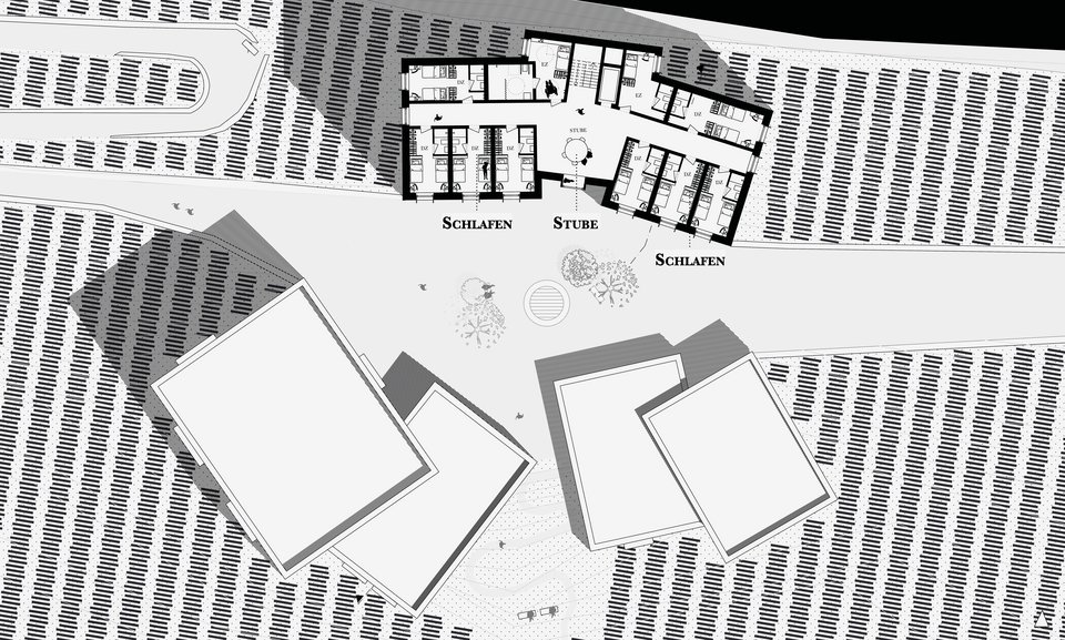 Grundriss 3. OG der Masterthesis Mühlstein Musikakademie