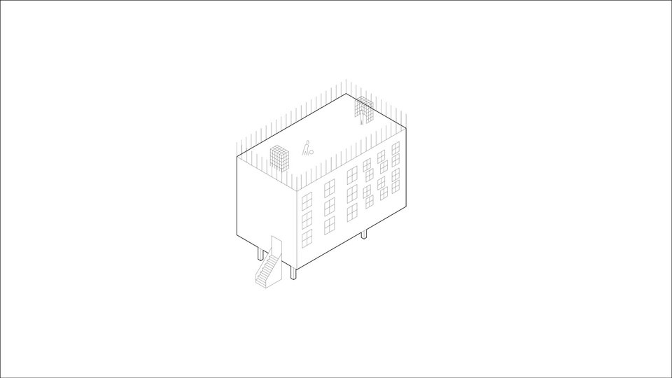 Axonometrie einer Hausansicht der Studienarbeit "Leben vor der Stadt"