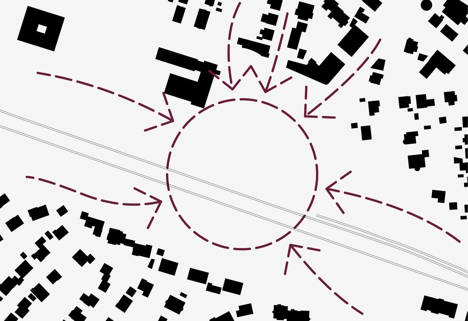 Piktogramm Adresse Zentrum der Masterthesis "Reviving Stations – Die Zukunft des Bahnhof Kirchheim (Teck)"
