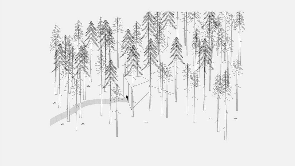 Planometrische Projektion der Studienarbeit "Waldkapelle"
