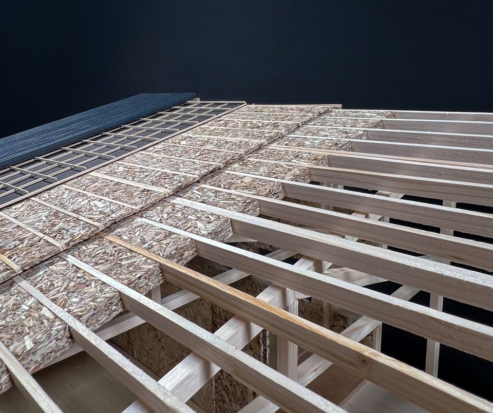 Modellfoto von Schichten der Studienarbeit Lagerhaus im Normétal