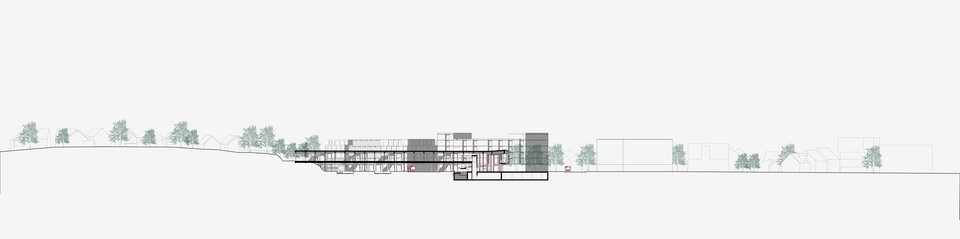 Schnitt Bahnhof der Masterthesis "Reviving Stations – Die Zukunft des Bahnhof Kirchheim (Teck)"
