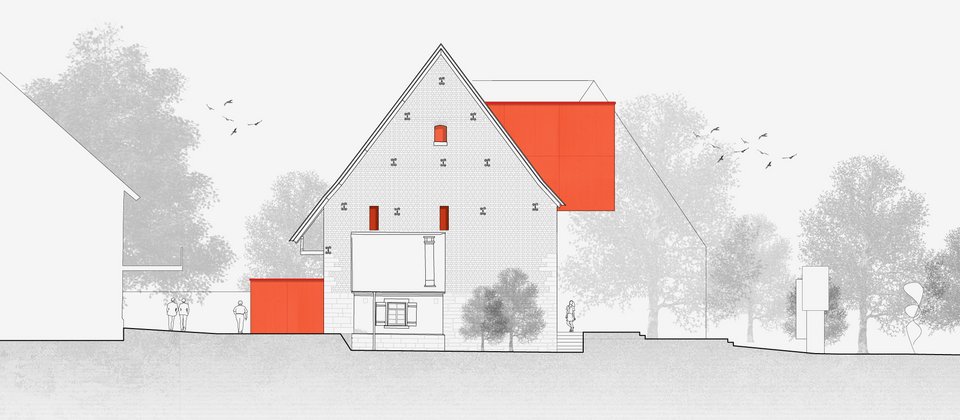 Ansicht Nord West der Studienarbeit Entwurf Raum – der Parasit