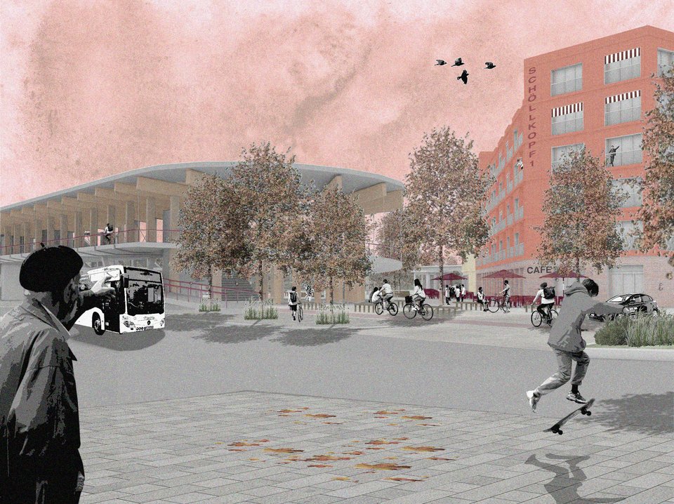 Visualisierung der Masterthesis "Reviving Stations – Die Zukunft des Bahnhof Kirchheim (Teck)"