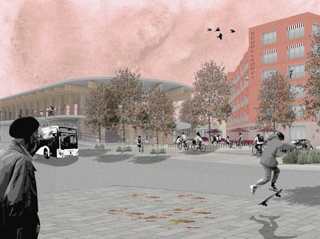 Visualisierung der Masterthesis "Reviving Stations – Die Zukunft des Bahnhof Kirchheim (Teck)"