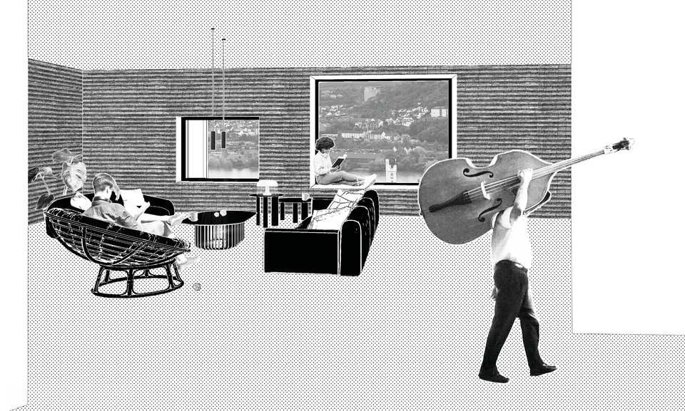 Perspektive Rheinstube Musikhaus der Masterthesis Mühlstein Musikakademie