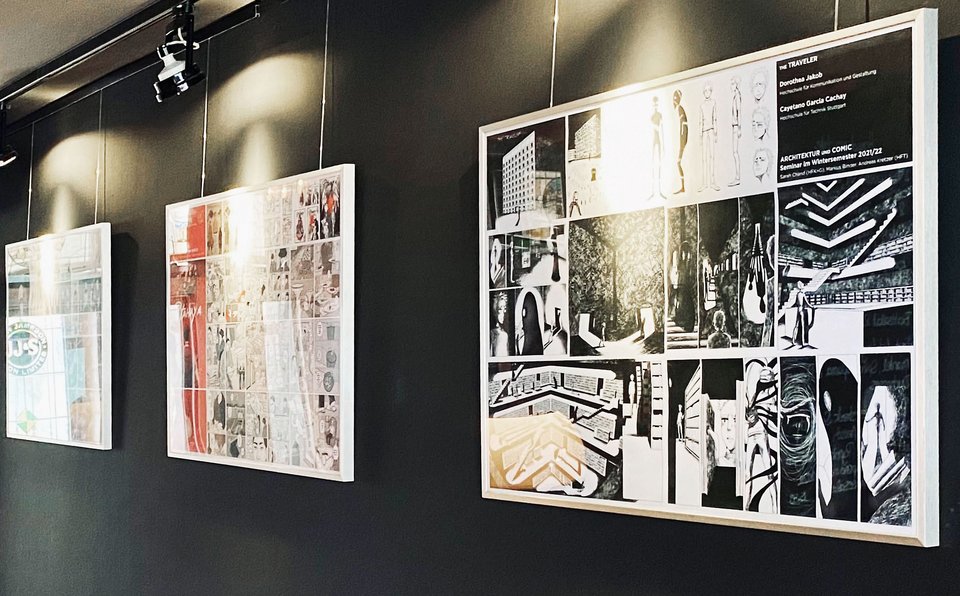 Ausstellung "Architektur und Comic" vor Ort im Fais Dodo in Stuttgart.