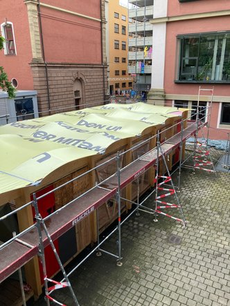 Die Dachkonstruktion des neuen Block 4