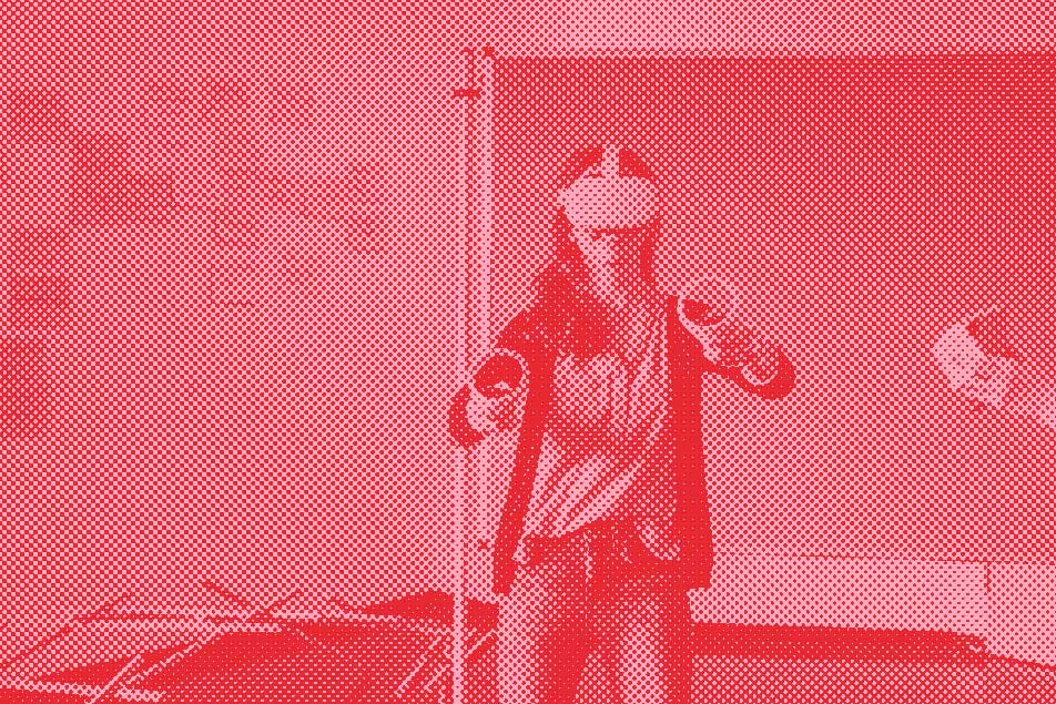 Illustation einer Studierenden der HFT Stuttgart mit VR-Brille