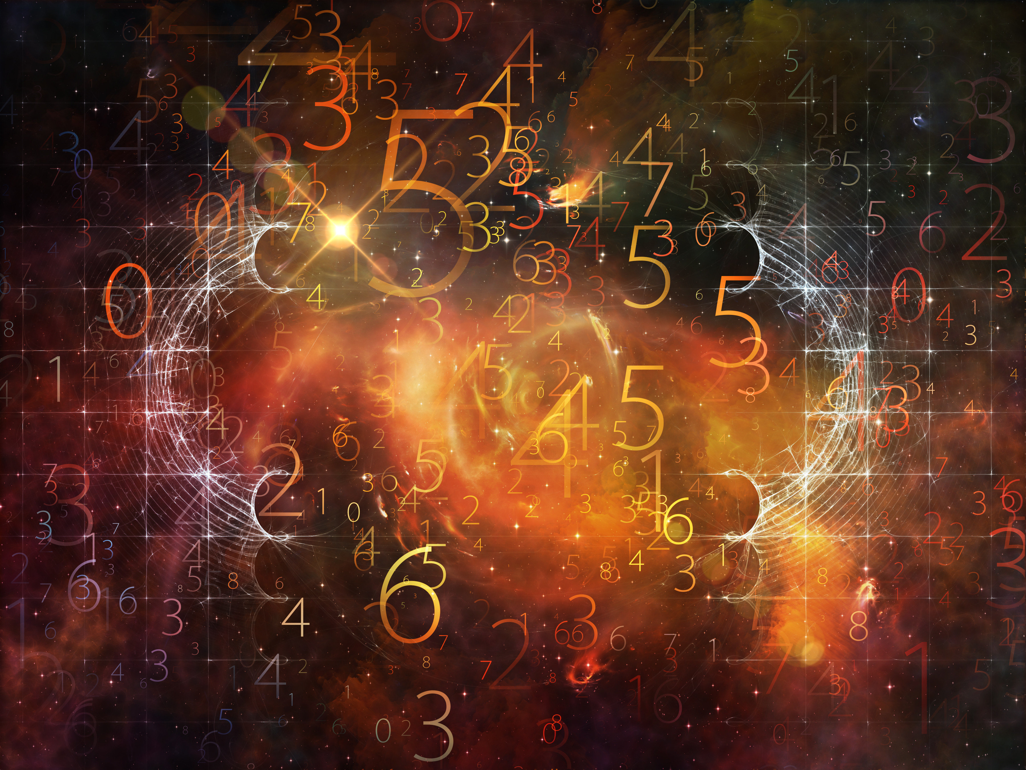 Fotocollage Zahlen im Weltraum