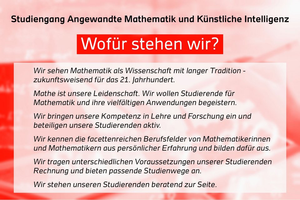 Leitbild des Studiengangs Angewandte Mathematik und künstliche Intelligenz an der HFT Stuttgart