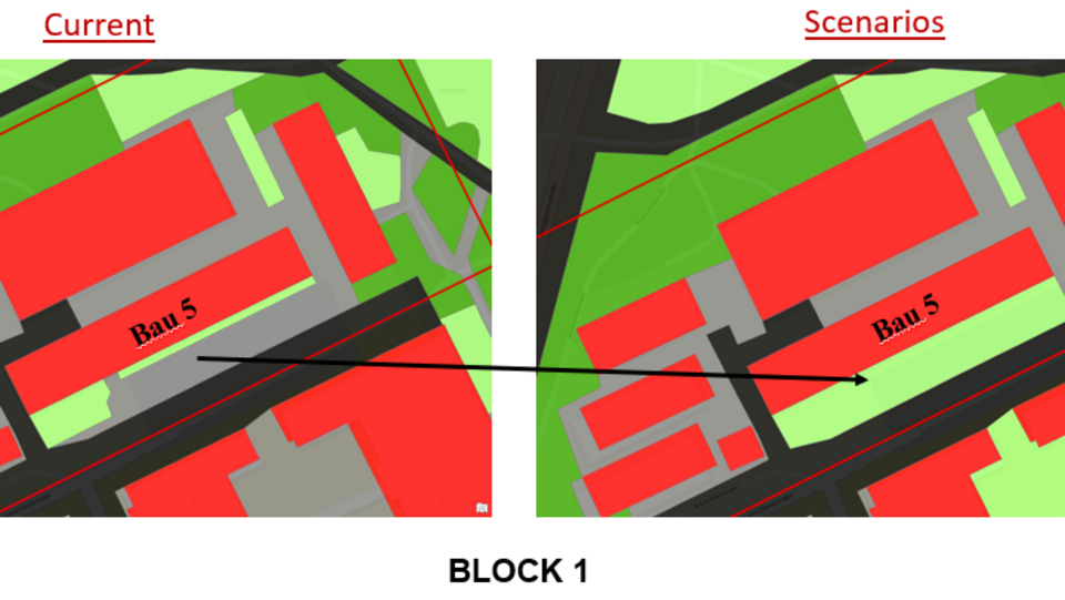 Darstellung der zusätzlichen Grünfläche im Testbereich 1