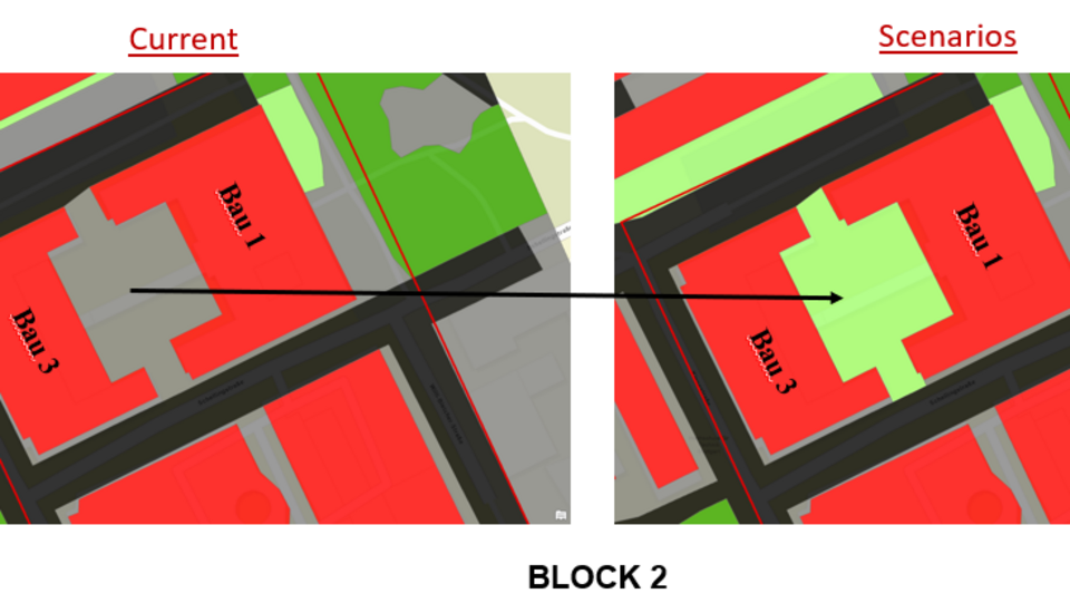 Darstellung der zusätzlichen Grünfläche im Testbereich 2